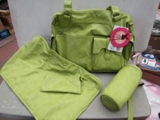 Lassig Casual Diaper Bag includes matching Insulated Bottle Holder, Changing Mat and Stroller Hooks,