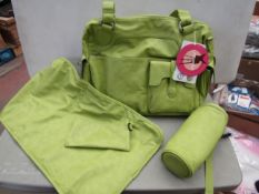 Lassig Casual Diaper Bag includes matching Insulated Bottle Holder, Changing Mat and Stroller Hooks,