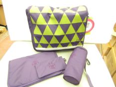 Lassig Casual Messenger Diaper Bag includes matching Insulated Bottle Holder, Changing Mat and