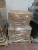 Pallet of 2 BER reclining armchairs, the items are unchecked for damage or completeness, colours and
