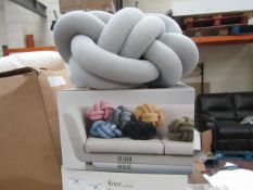 | 1X | STOCKHOLM HOUSE OF DESIGN WHITE GREY KNOT CUSHION | NEW AND BOXED | RRP £96 |