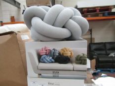 | 1X | STOCKHOLM HOUSE OF DESIGN WHITE GREY KNOT CUSHION | NEW AND BOXED | RRP £96 |