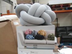 | 1X | STOCKHOLM HOUSE OF DESIGN WHITE GREY KNOT CUSHION | NEW AND BOXED | RRP £96 |