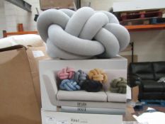 | 1X | STOCKHOLM HOUSE OF DESIGN WHITE GREY KNOT CUSHION | NEW AND BOXED | RRP £96 |