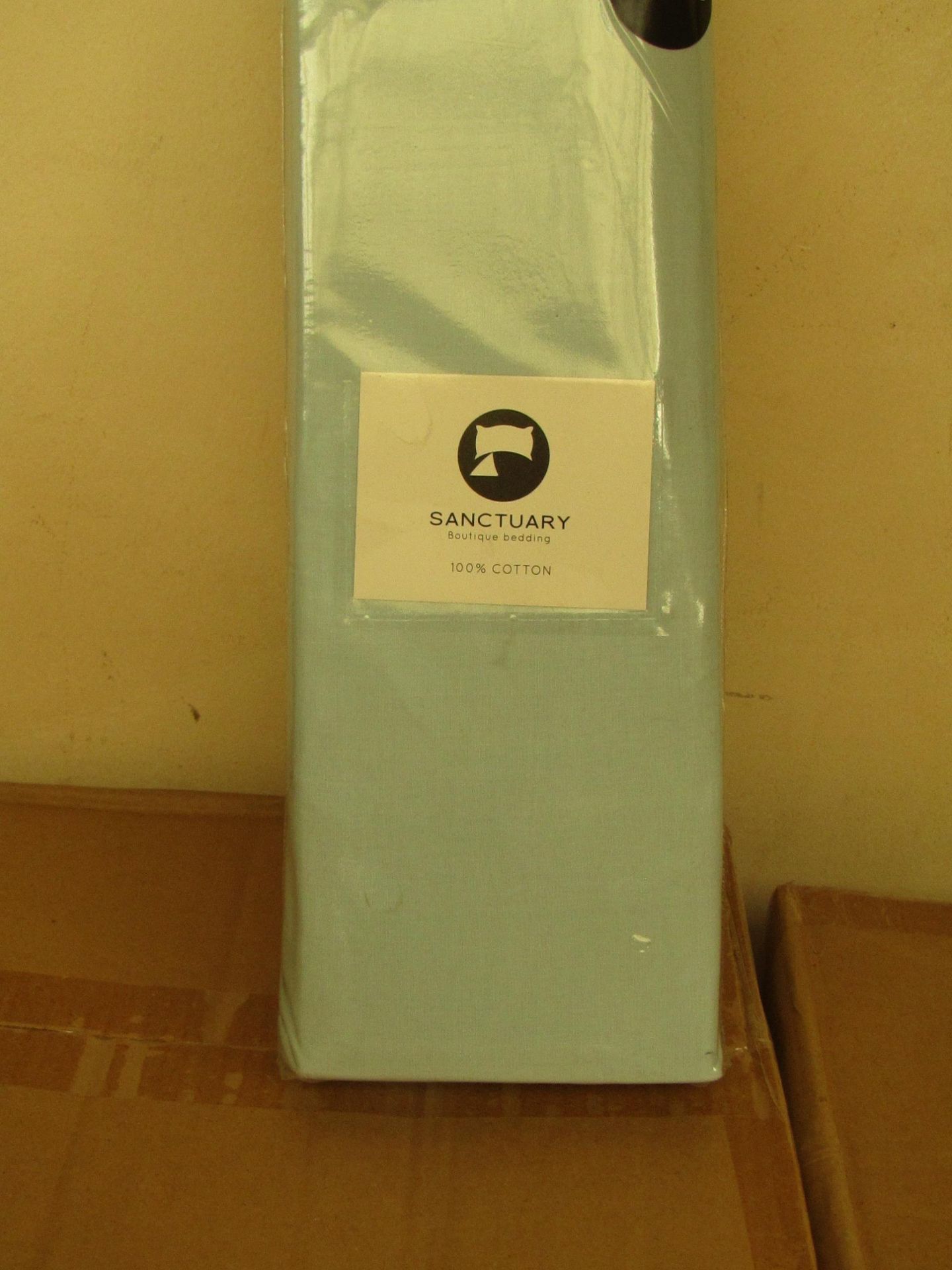 8x Sanctuary Fitted Sheet With Deep Box Duck Egg Double 100 % Cotton new & Packaged
