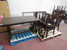 Bayside 7 piece extending dining set, complete but extremely minor scuffs and scrapes on the table