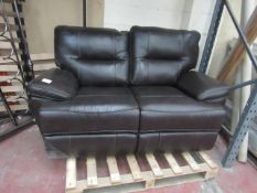 Costco 2 seater Brown leather electric reclining sofa with USB charging ports, the electric