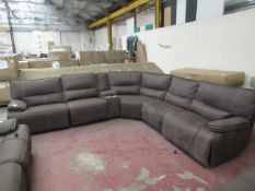 Kuka Brown Mole skin corner 6 piece section sofa with 3 electric reclining seats and a console