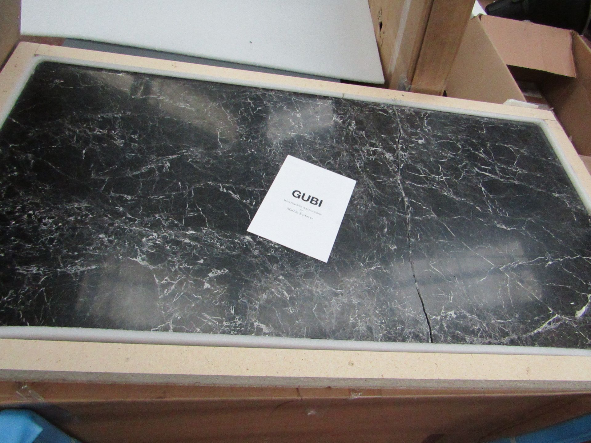 | 1X | GUBI BLACK GLOSS DESK WITH MARBLE TOP | the frame appears to be unused the marble is in a - Image 2 of 3