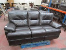 3 Zeater electric reclining sofa with USB charging ports, unchecked as no power cable.