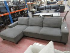 Large Grey Costco Chaise sofa, couls do with a good clean but overall the fabric is in good