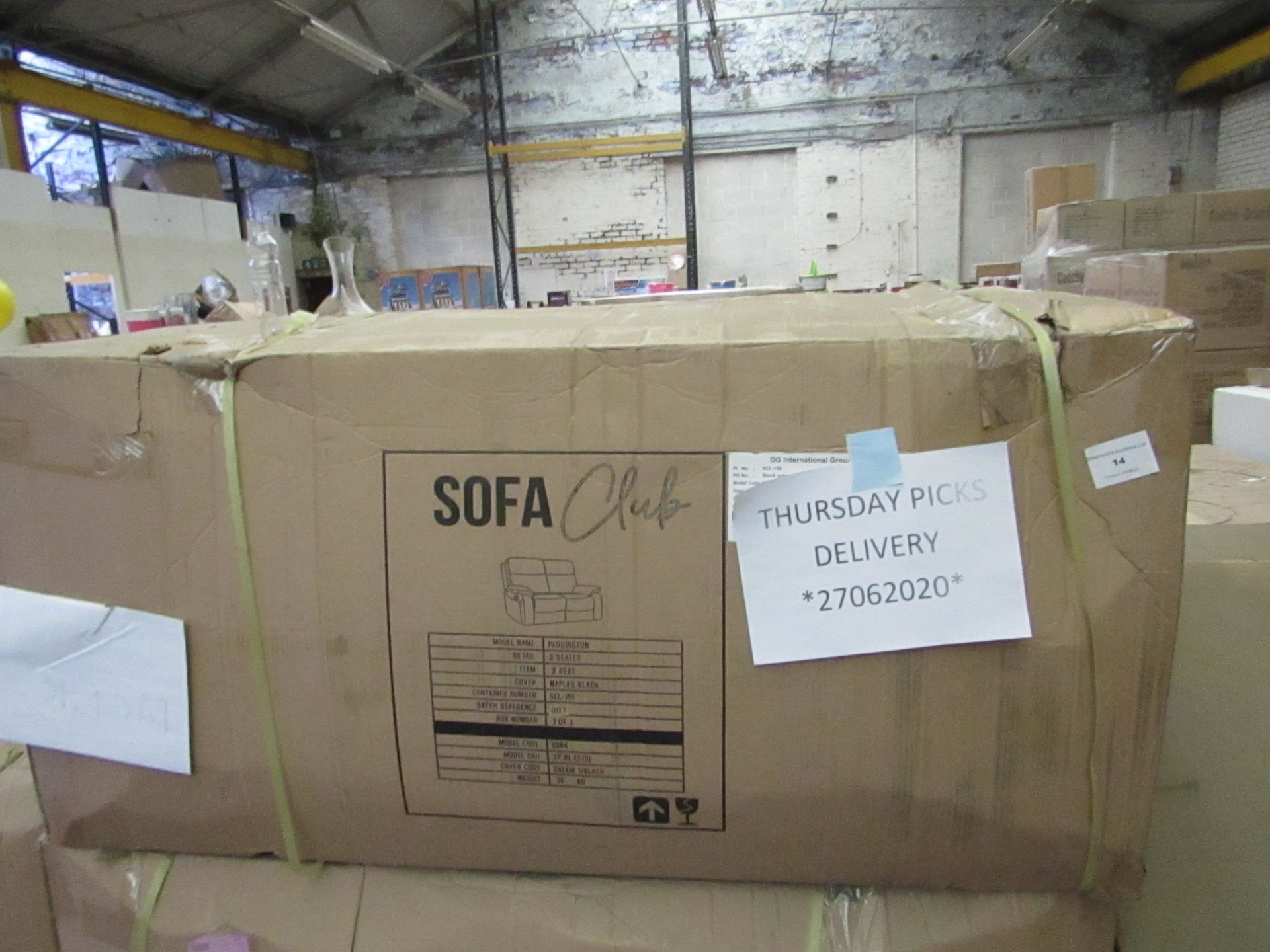 Sofa Club Paddington Naple Black 2 seater reclining sofa, looks unused and still boxed, Please - Image 2 of 2