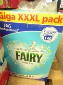 Fairy Non Bio 9.100kg Washing Powder. 140 washes.Box Has split but has been Fixed