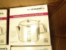 4 x Stainless Steel 32oz Tea Pots. New 7 Boxed