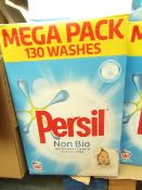 8.385kg Persil NonBio Washing Powder. 130 washes. Box has split but has been bagged up.