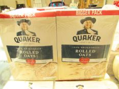 2 x 1.5kg Quaker Wholegrain Rolled Oats. BB 06/03/21