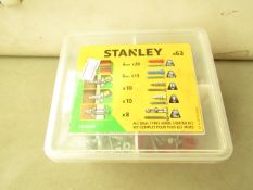 Box of 63 Stanley Starter Kit with screws & Plugs for All walls. New & Boxed