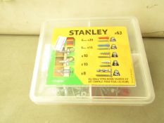 Box of 63 Stanley Starter Kit with screws & Plugs for All walls. New & Boxed