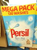 8.385kg Persil NonBio Washing Powder. 130 washes. Box has split but has been bagged up.
