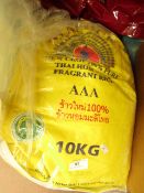 10kg Peacocks Thai fragrant Rice.Bag has split so has been rebagged. BB Jan 22