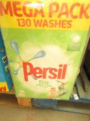 8.385kg Persil Bio Washing Powder. 130 washes. Box has split but has been bagged up.