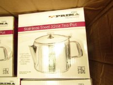 4 x Stainless Steel 32oz Tea Pots. New 7 Boxed