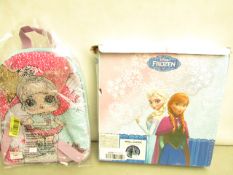 2 Items Being a Frozen Clock & a Frozen Girls Backpack. Both unused