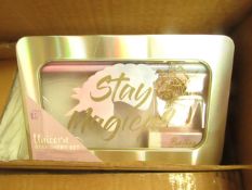 4 x Stay Magical Unicorn Stationary Sets in metal Tins. New