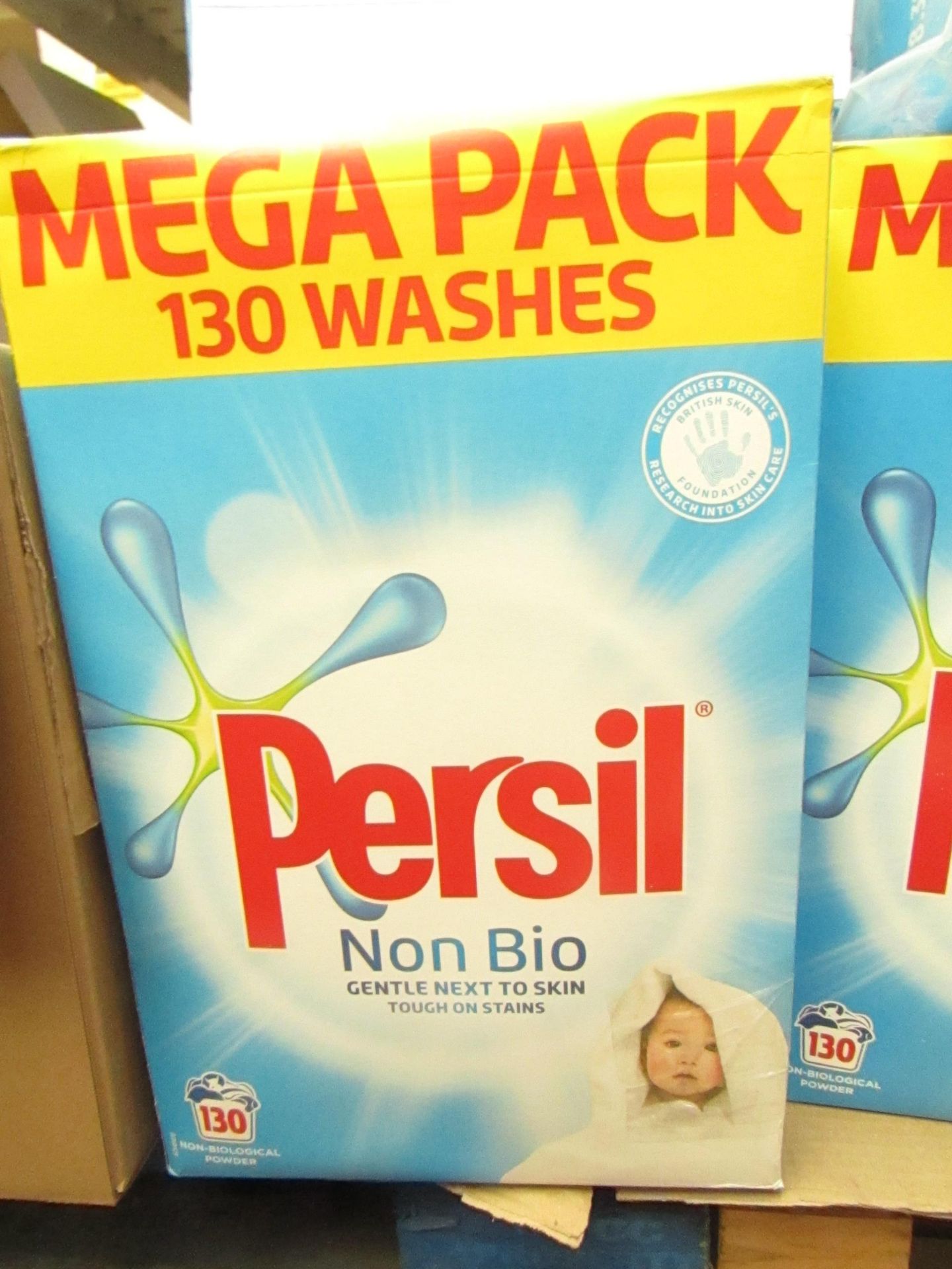 8.385kg Persil NonBio Washing Powder. 130 washes. Box has split but has been bagged up.