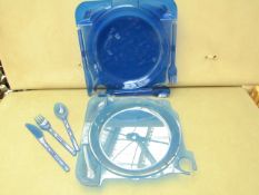 20 x Picnic/Camping Plates with Knife,Fork & Spoon Attatched. New