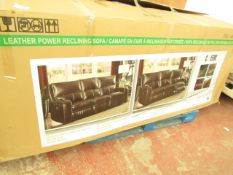 Costco Brown Leather 3 seater electric reclining sofa, comes boxed so we have not yet unpacked it to