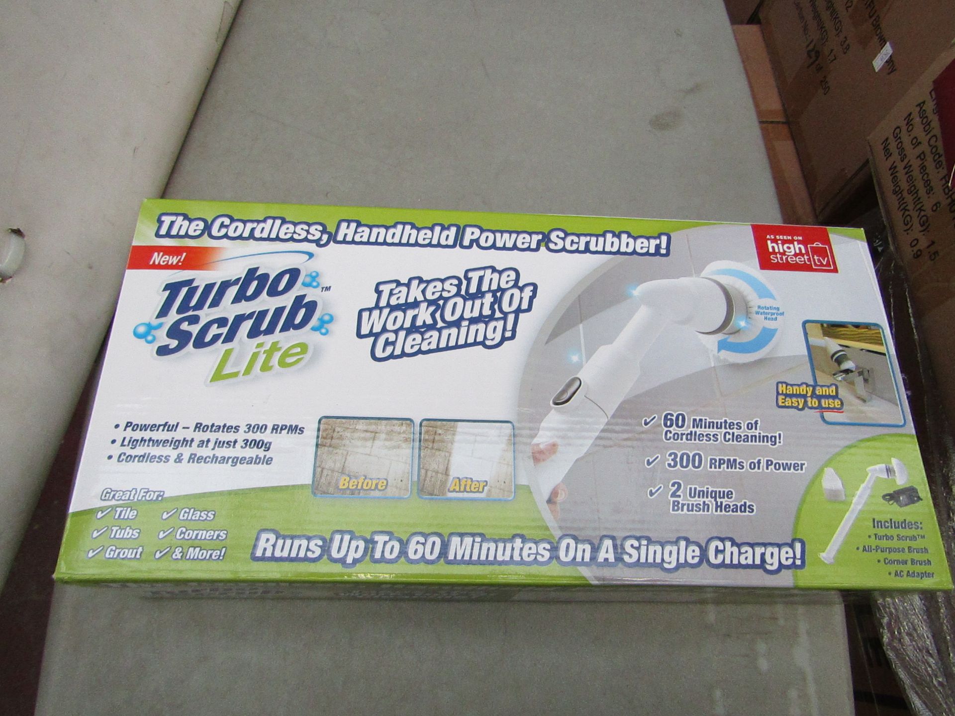| 1X | TURBO SCRUB LITE CORDLESS HAND HELD POWER SCRUBBER | NEW AND BOXED | SKU C5060191467476 | RRP