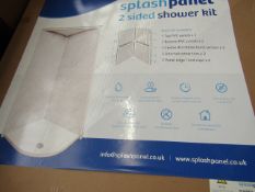 Splash Panel 2 sided shower wall kit in Sandstone, new and boxed, the kit contains 2 1200x1200 top