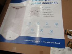 Splash Panel 2 sided shower wall kit in Sandstone, new and boxed, the kit contains 2 1200x1200 top