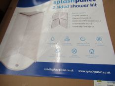 Splash Panel 2 sided shower wall kit in Sandstone, new and boxed, the kit contains 2 1200x1200 top