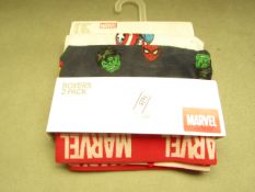 4 Packs of 2 Marvel Age 8 - 10 years Boxers. New with tags