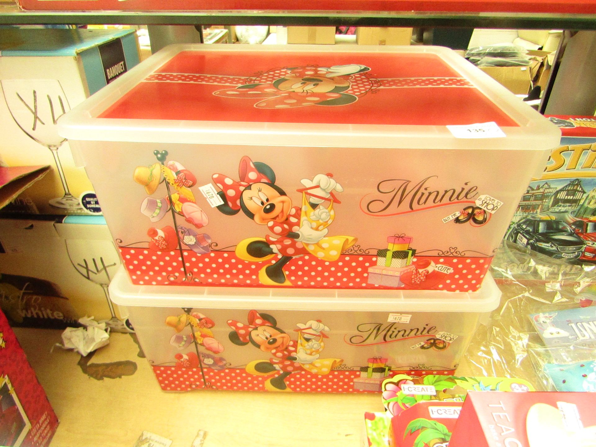 2 x Minnie Storage Boxes. Unused