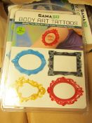 10 x Packs of 2 Sheets Body Art tattoos. New & packaged