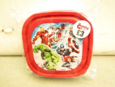 Box of 24 Avengers Plastic Snack boxes. New & Packaged. RRP £3 each