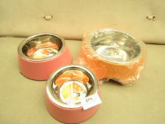 3 x Pet Bowls. Unused