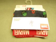 3 Packs of 2 Marvel Age 8 - 10 years Boxers. New with tags