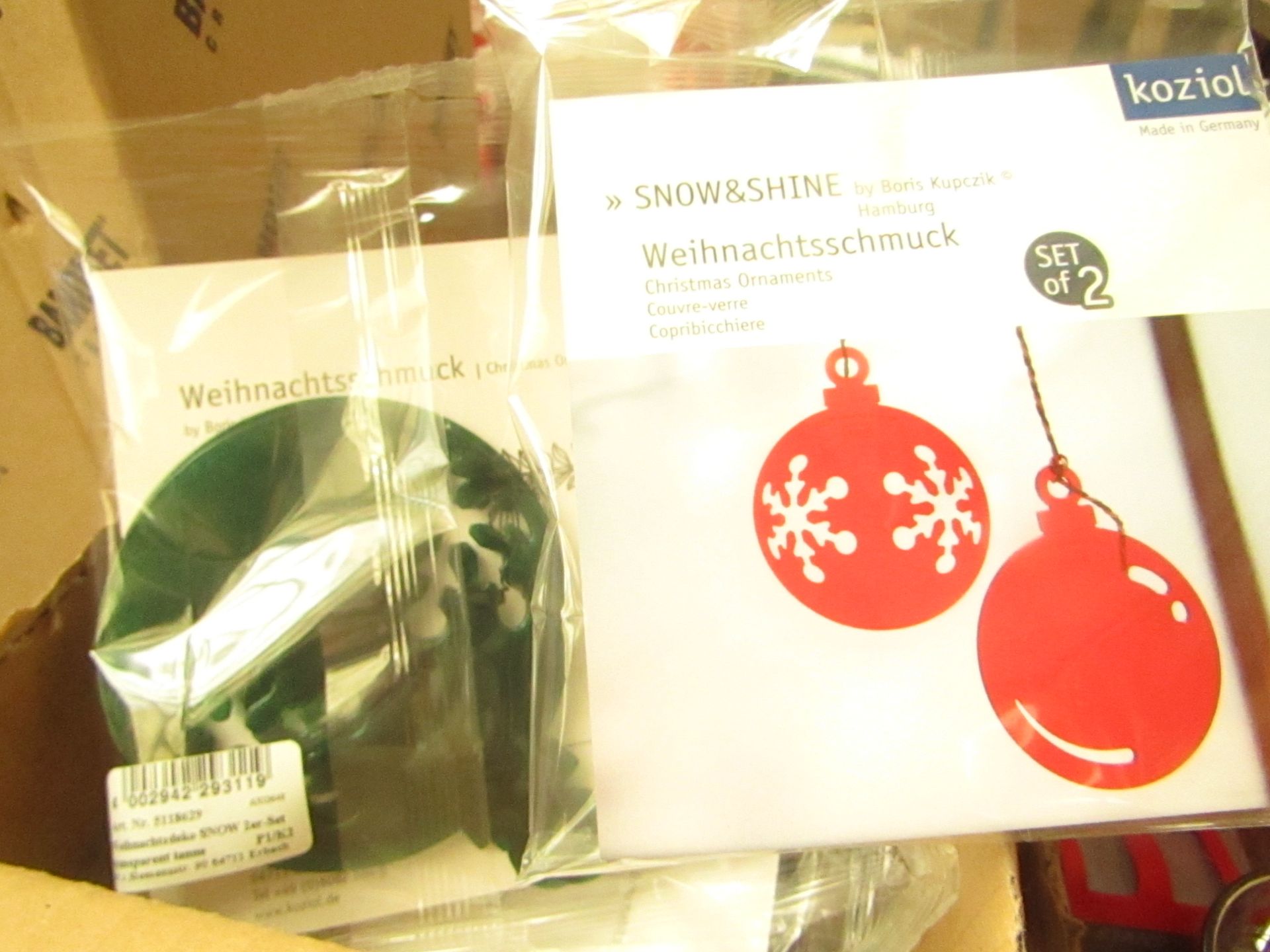22 Packs of 2 Christmas Ornaments. New & Packaged