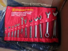 Heshang Tools 12 Piece chrome vanadium steel combination spanner set, new in carry roll.