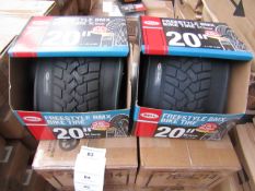 Box of 2x Bell 20" Freestyle BMX Bike tyres, new and boxed