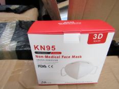 Box of 20x KN95 3D non medical Face mask, new, Produced 20/04/2020 and are best before 2 years