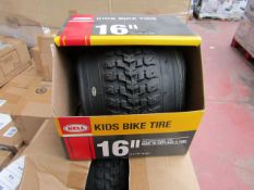 Box of 2x Bell 16" Kids Bike tyres, new and boxed