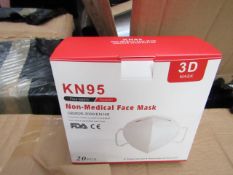 Box of 20x KN95 3D non medical Face mask, new, Produced 20/04/2020 and are best before 2 years