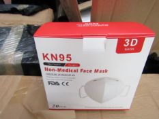 Box of 20x KN95 3D non medical Face mask, new, Produced 20/04/2020 and are best before 2 years