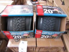 Box of 2x Bell 20" Freestyle BMX Bike tyres, new and boxed