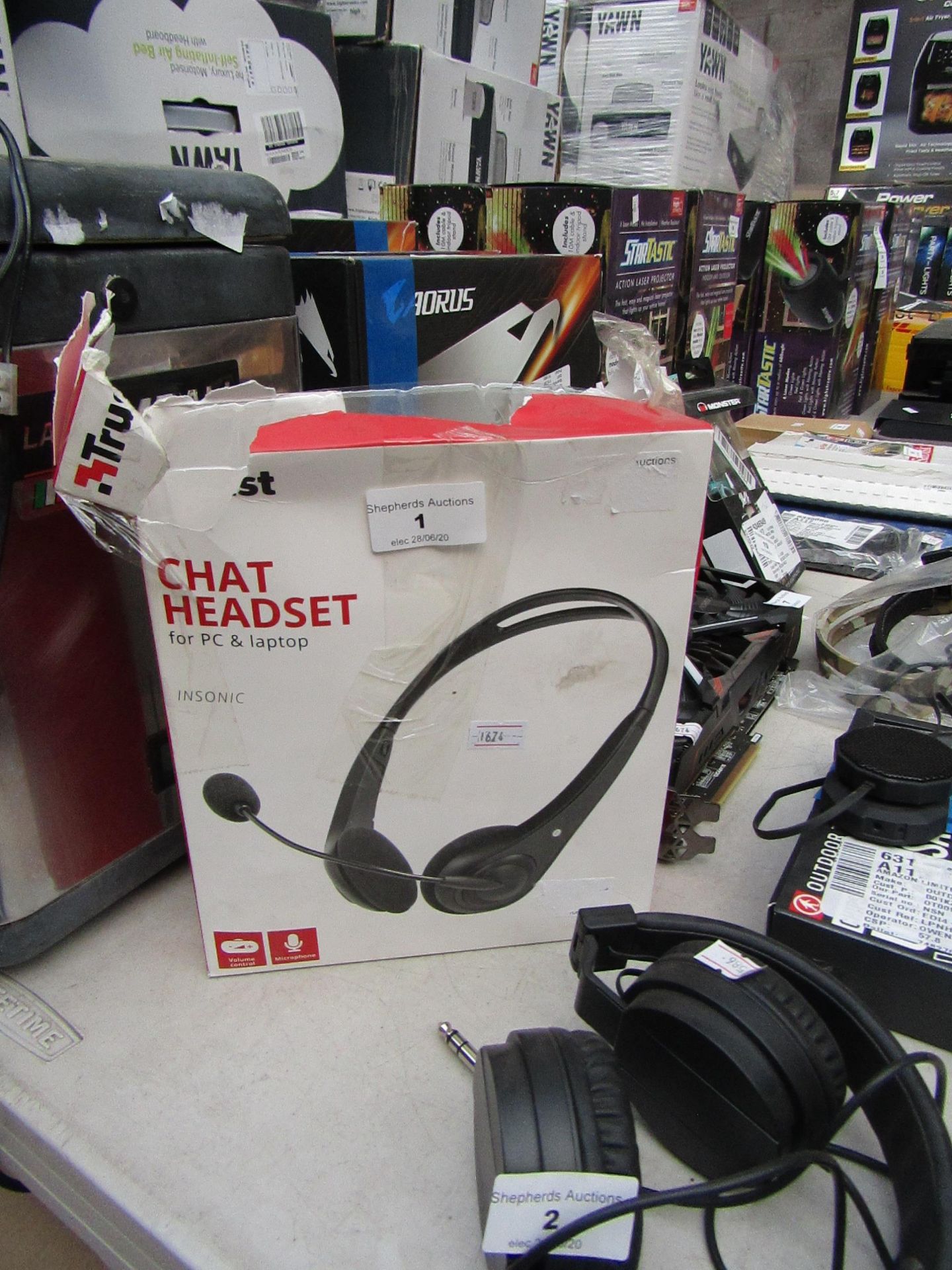 Trust chat headset, unchecked and boxed.